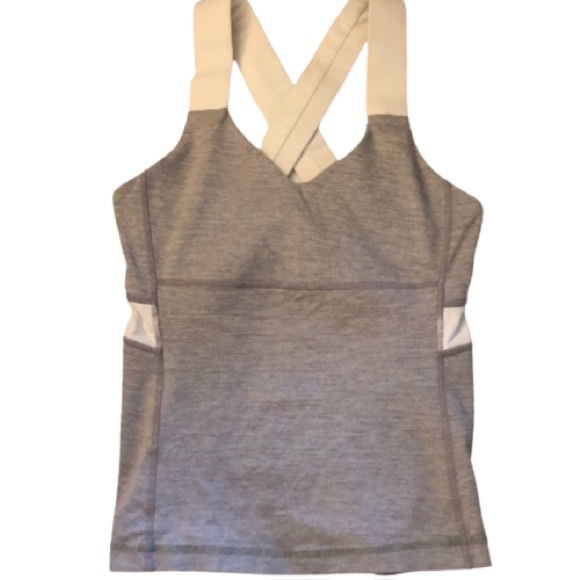 Lululemon Push Your Limits Gray White Tank Size 6 EUC - Picture 3 of 10